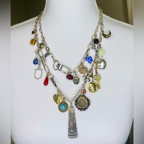 NWOT Free People Maxamillion World Traveler Charm Necklace Silver - Picture 2 of 10